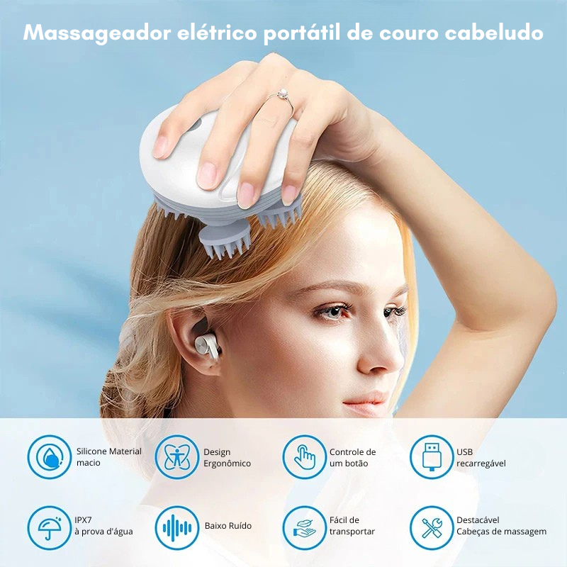 Massageador Elétrico Portátil para Couro Cabeludo – Limpeza Profunda e Relaxamento, Também Adequado para Pets