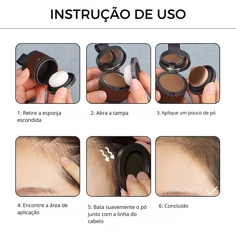 Pó para Linha Capilar 14 Cores – Cobertura Instantânea, Natural e à Prova d’Água