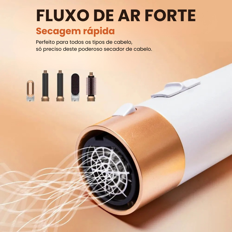 Modelador de Cabelo Profissional 5 em 1 – Escova de Ar Quente 1000W para Secar, Alisar e Modelar com Baixo Ruído