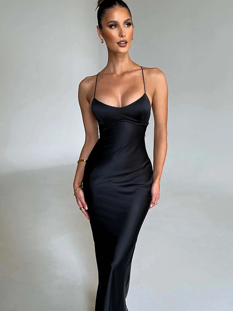 Vestido Feminino Cetim - Sereia Bodycon com Decote Coração, Sexy e Elegante para Festas