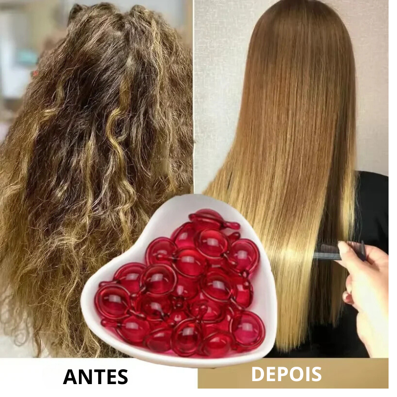 Cápsulas Mágicas de Vitamina para Cabelo - Restauração Rápida, Hidratação Profunda e Brilho Intenso