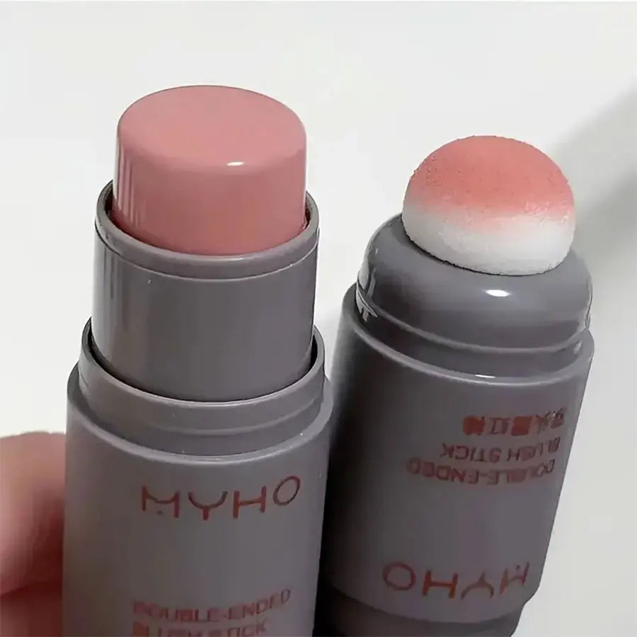 Blush Stick 2 em 1 com Esponja - Matte Natural, Longa Duração para Lábios e Bochechas"